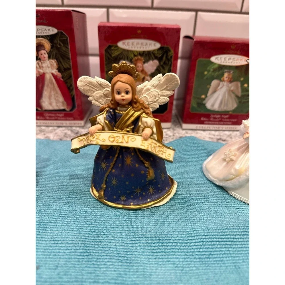 Hallmark Madame Alexander Holiday Angels Ornaments Red Blue 3pc Set 90s